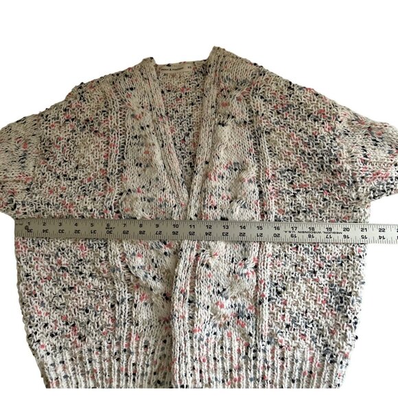 Moon & Madison Chunky Knit Ivory Pink Blue Cardigan Sweater Size XS - Picture 5 of 9